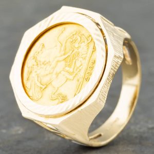 Pre-Owned 9ct Yellow Gold 2004 Half Sovereign Coin Ring 41201134BND