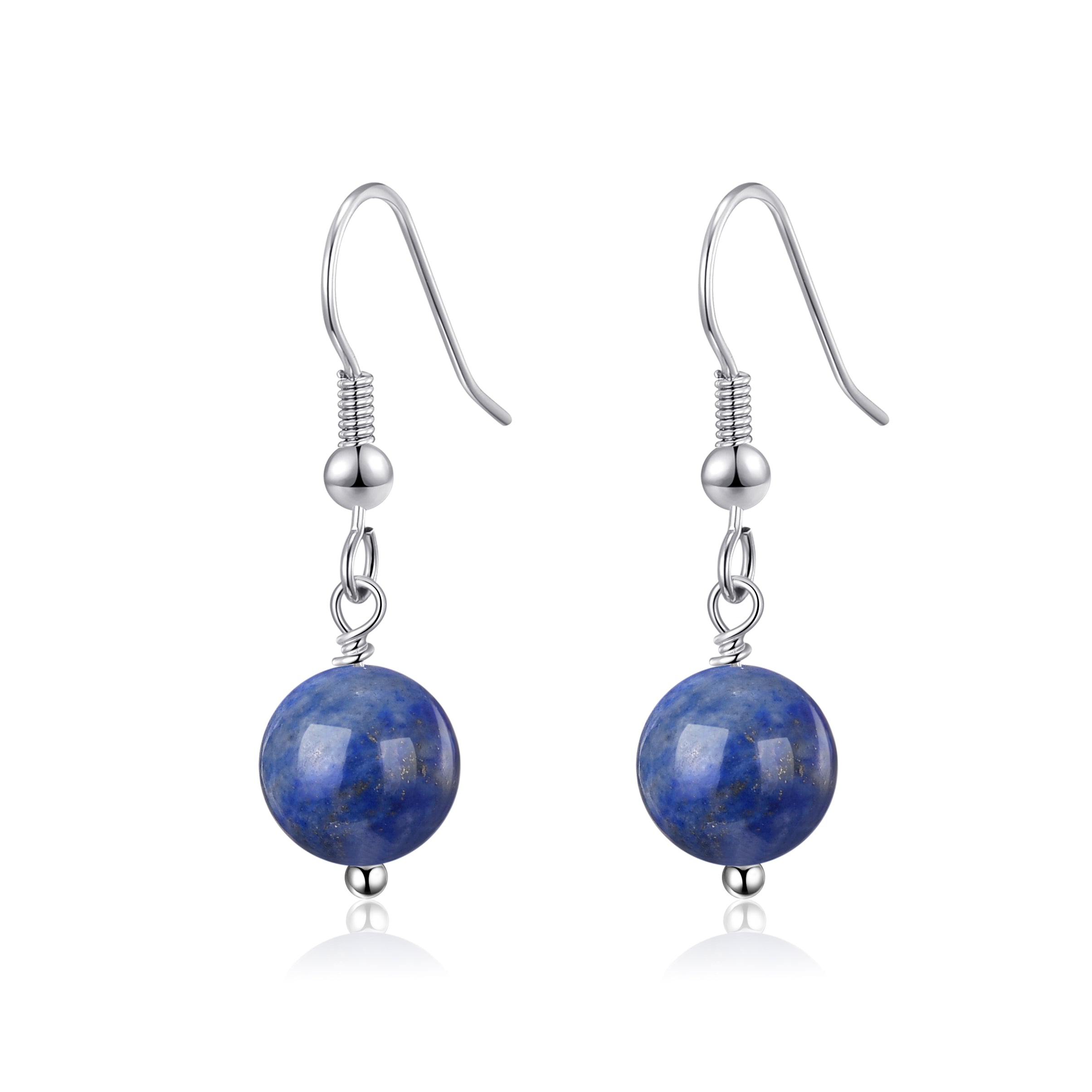 Lapis Gemstone Spherical Drop Earrings