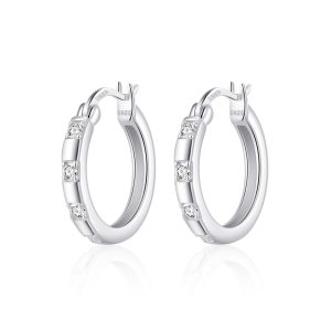 Sterling Silver 4 Stone Hoop Earrings Created with Zircondia® Crystals