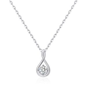 Sterling Silver Teardrop Twist Necklace Created with Zircondia® Crystals