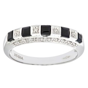 Diamant L’Eternel Womens Ladies 9ct White Gold Diamond & Sapphire Eternity Ring – Size K