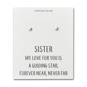 Sterling Silver Sister Quote Megastar Earrings