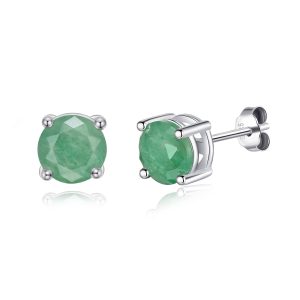 Sterling Silver Inexperienced Aventurine Gemstone Earrings