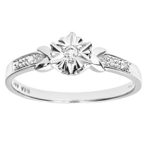 Diamant L’Eternel Womens Ladies 9ct White Gold Diamond Accent Ring – Size K