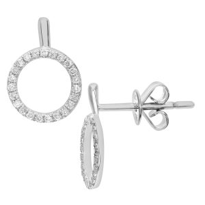 Diamant L’Eternel Womens 9ct White Gold 0.15ct Pave Set Diamond Open Ring Earrings – One Size