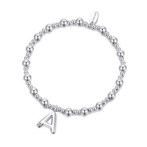 Letter A Preliminary Stretch Bracelet Created with Zircondia® Crystals