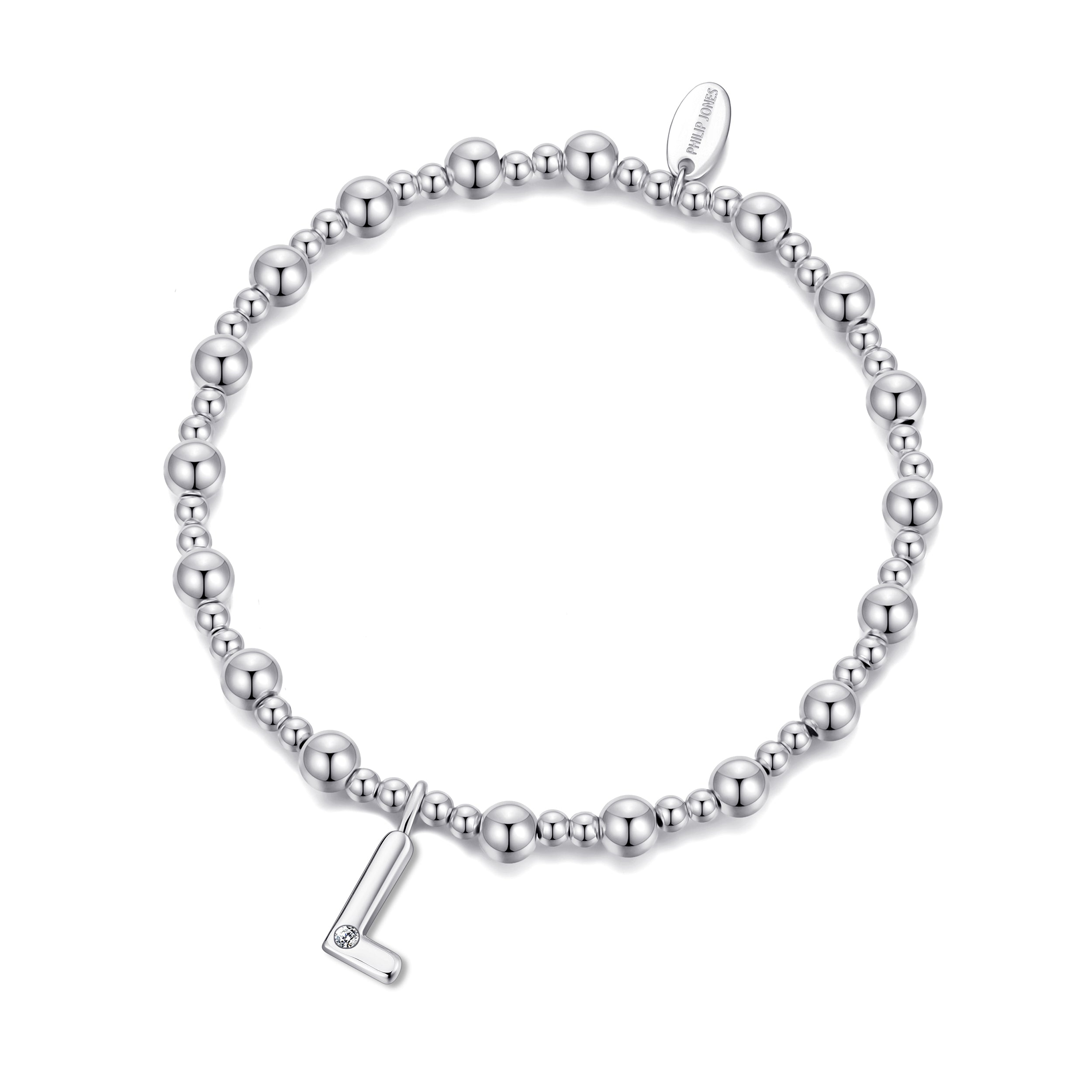 Letter L Preliminary Stretch Bracelet Created with Zircondia® Crystals