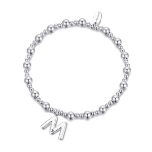 Letter M Preliminary Stretch Bracelet Created with Zircondia® Crystals