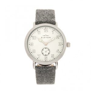 Elevon Mens Northrop Wool-Overlaid Leather-based-Band Watch – White Stainless Metal – One Dimension