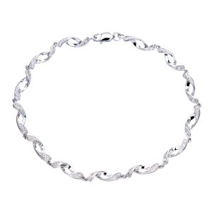 Diamant L’Eternel Womens 9ct White Gold Diamond Set Twist Link Bracelet – One Size