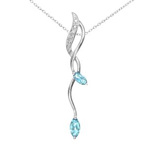 Diamant L’Eternel Womens 9ct White Gold Diamond and 0.50ct Blue Topaz Drop Pendant and 18″ Chain – One Size