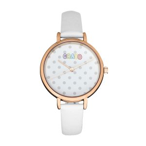Crayo Unisex Dot Strap Watch – White Stainless Steel – One Size