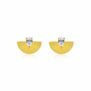 CARAT* Celine Pear Lower Cubic Zirconia Gold Vermeil Fan Earrings CE925Y-CELE