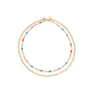 Coeur De Lion Yellow Gold Tone and Multi-Colored Pastel Necklet 4515/10-1500