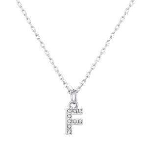 Pave Preliminary Necklace Letter F Created with Zircondia® Crystals