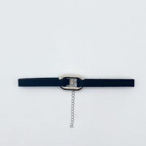 SVNX Womens Black Faux Suede Choker Necklace With Silver Metal Center Charm – One Size