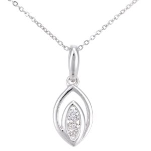 Diamant L’Eternel Womens 9ct White Gold Diamond Eye Design Pendant Necklace of Length 46cm – One Size