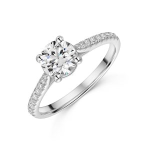 Platinum Lab Grown 1.00ct Spherical Brillaint Diamond Solitaire with Shoulders 1.25 tw