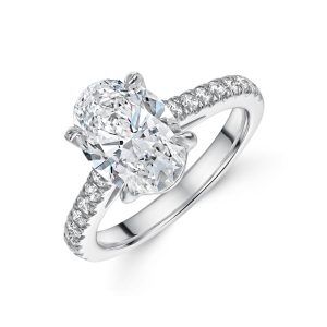 Platinum Lab Grown 2.00ct Oval Diamond Shoulders 2.25tw