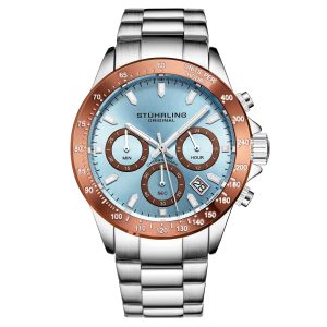 Stührling Mens Ultima 3960 Quartz 42mm Chronograph – Silver Stainless Steel – One Size