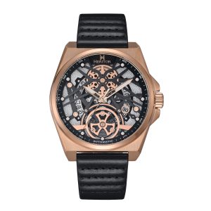Heritor Automatic Mens Romero Leather-Band Watch – Black & Rose Gold Stainless Steel – One Size