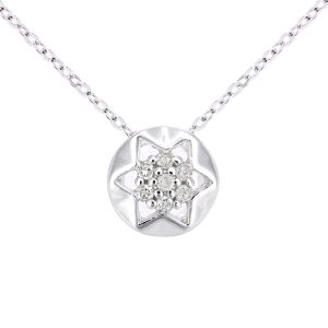 Diamant L’Eternel Womens 9ct White Gold Diamond Star Stud Pendant Necklace of Length 46cm – One Size