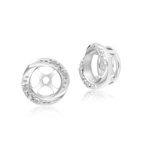 Vintage Halo Diamond Swirl Ear Jacket Earrings in 9ct White Gold