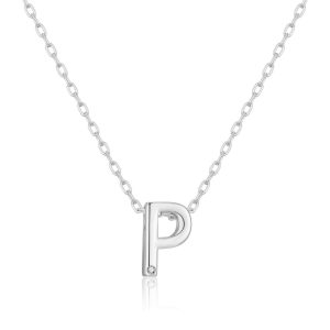 Preliminary Necklace Letter P Created with Zircondia® Crystals