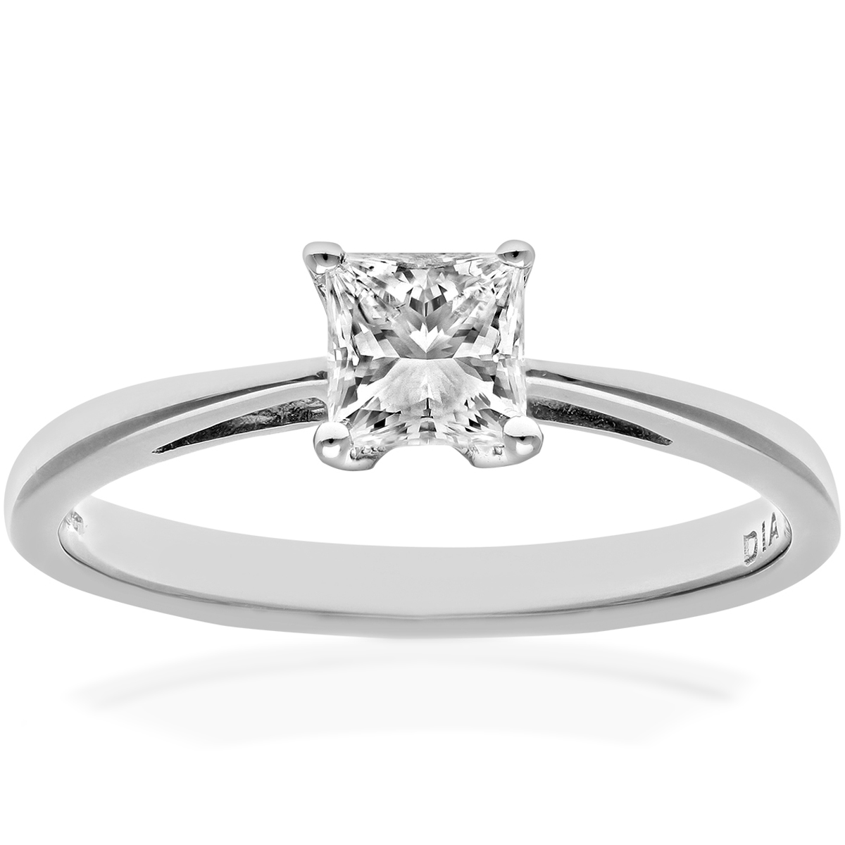 Diamant L'Eternel Womens 18ct White Gold 1/2 Carat Certified J/I Princess Cut Diamond Engagement Ring Gold (archived) - Size K