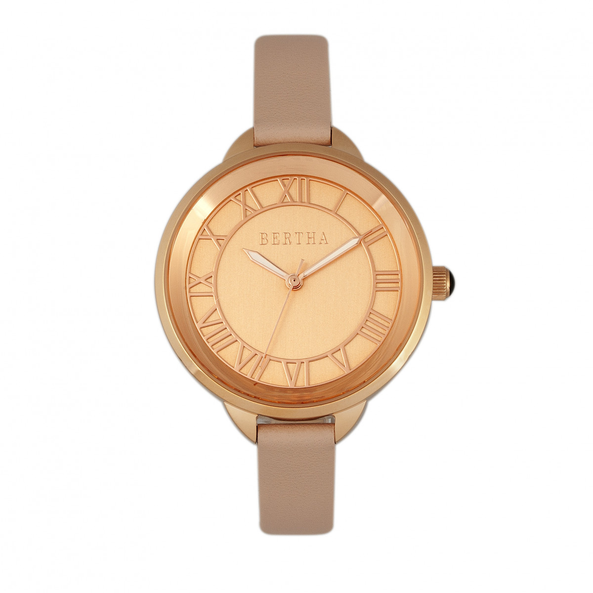 Bertha Womens Madison Sunray Dial Leather-Band Watch - Pink Stainless Steel - One Size