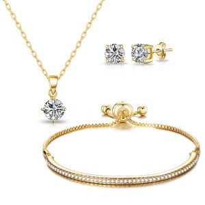 Gold Plated Friendship Set Created with Zircondia® Crystals