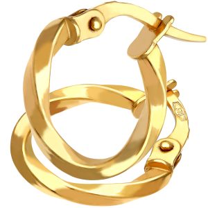 Diamant L’Eternel Womens 9ct Yellow Gold Petite Twisted Hoop Earrings of 10mm Diameter – One Size