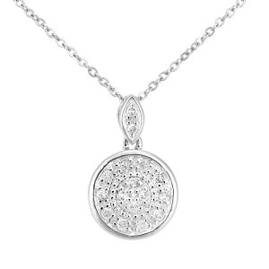 Diamant L’Eternel Womens 9ct White Gold Diamond Circle Drop Design Pendant Necklace of Length 46cm – One Size