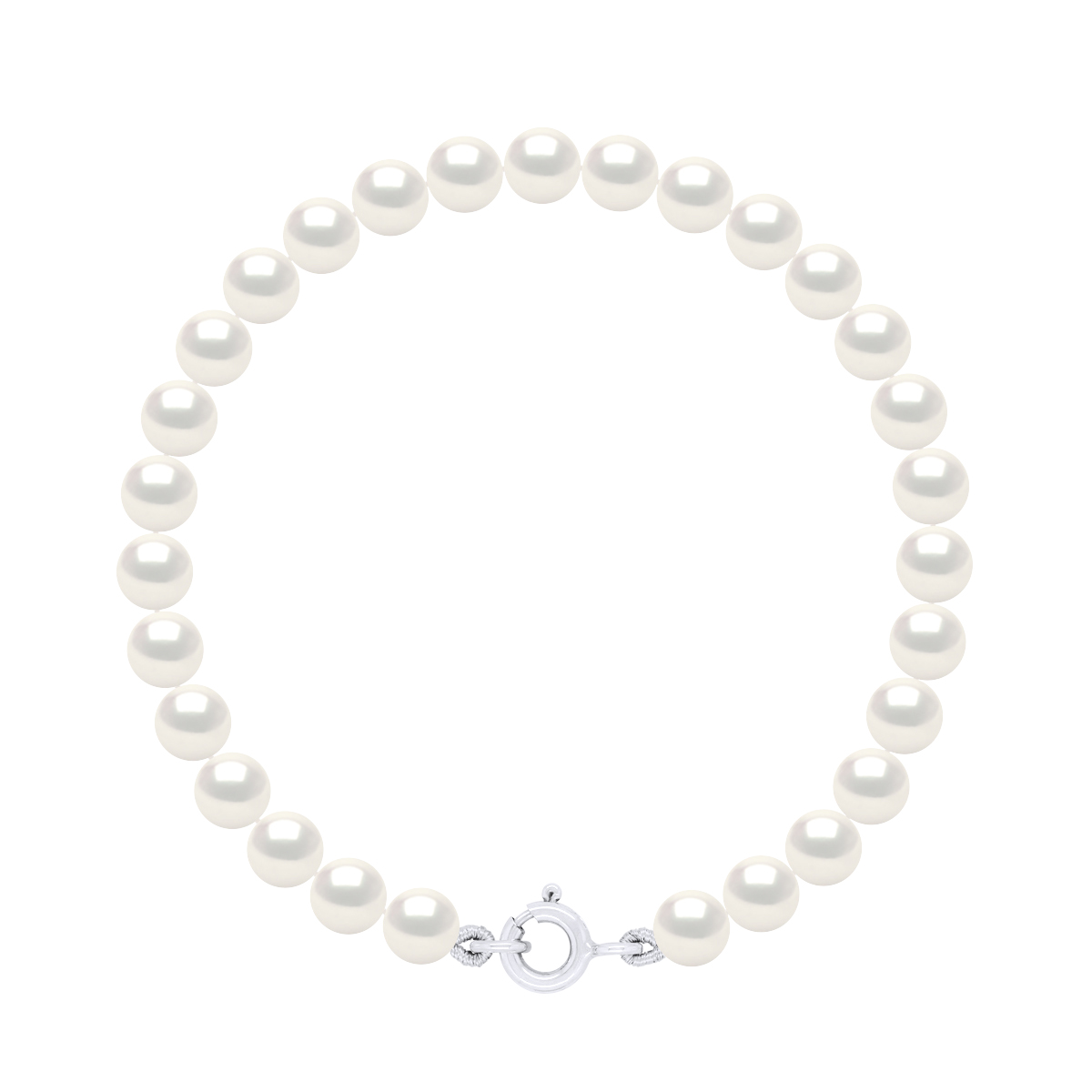 Ateliers Saint Germain Womens Bracelet of Real Cultured Freshwater Pearls Round 5-6 mm - White White Gold - One Size