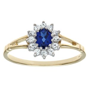 Diamant L’Eternel Womens 9ct Yellow and White Gold Ladies Stone Set Cluster Ring – Size O