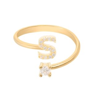 Latelita Womens Initial Ring Gold S – Yellow Sterling Silver – One Size