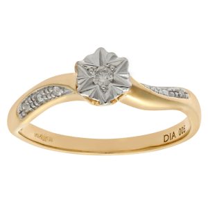 Diamant L’Eternel Womens Ladies 9ct Yellow Gold Diamond Accent Ring – Size L