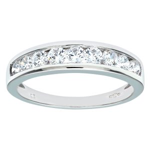 Diamant L’Eternel Womens 9ct White Gold Ladies Stone Set Eternity Ring – Size K