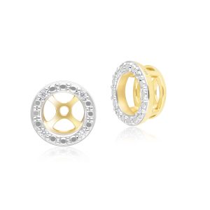 Vintage Halo Diamond Ear Jacket Earrings in 9ct Yellow Gold