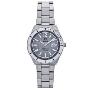 Shield Mens Condor Bracelet Watch w/Date – Silver Stainless Steel – One Size