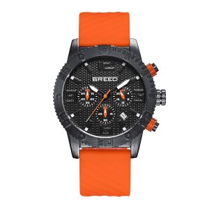 Breed Mens Double Agent Chronograph Watch with Date – Black/Brown Stainless Steel – One Size