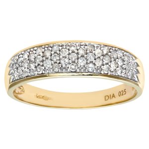Diamant L’Eternel Womens 9ct Yellow Gold 0.25ct Diamond Pave Ring – Size L