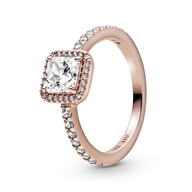 Pandora Sq. Rose Gold Sparkle Halo Ring - Ring Measurement 48