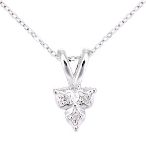 Diamant L’Eternel Womens 9ct White Gold Diamond Star Design Pendant Necklace of Length 46cm – One Size