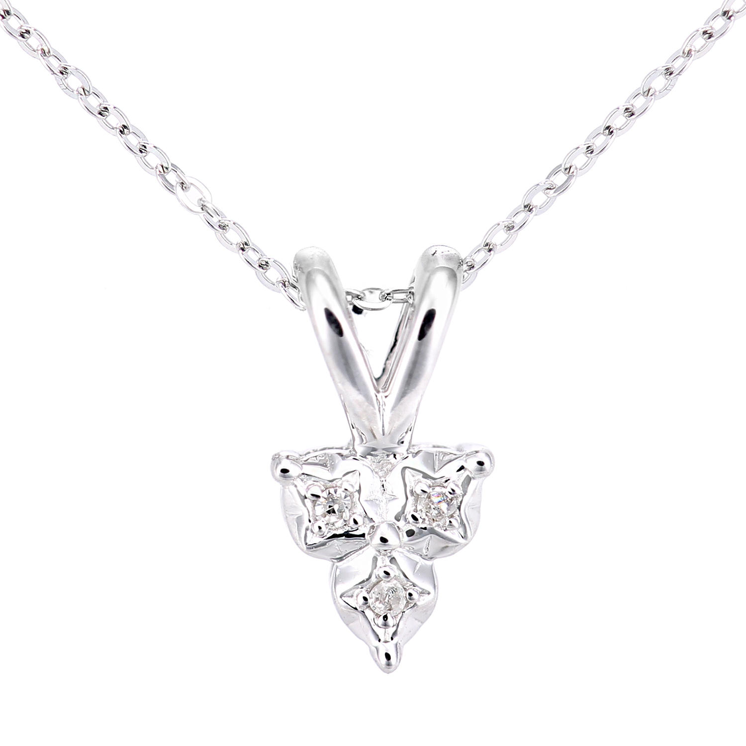 Diamant L'Eternel Womens 9ct White Gold Diamond Star Design Pendant Necklace of Length 46cm - One Size
