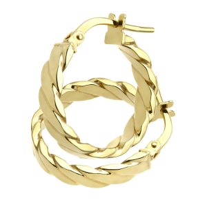 Diamant L’Eternel Womens 9ct Yellow Gold Flat Striped Design Hoop Earrings – One Size