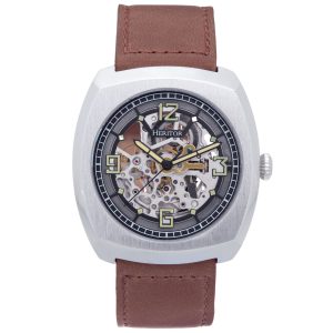 Heritor Automated Mens Gatling Skeletonized Leather-based-Band Watch – Brown – One Measurement