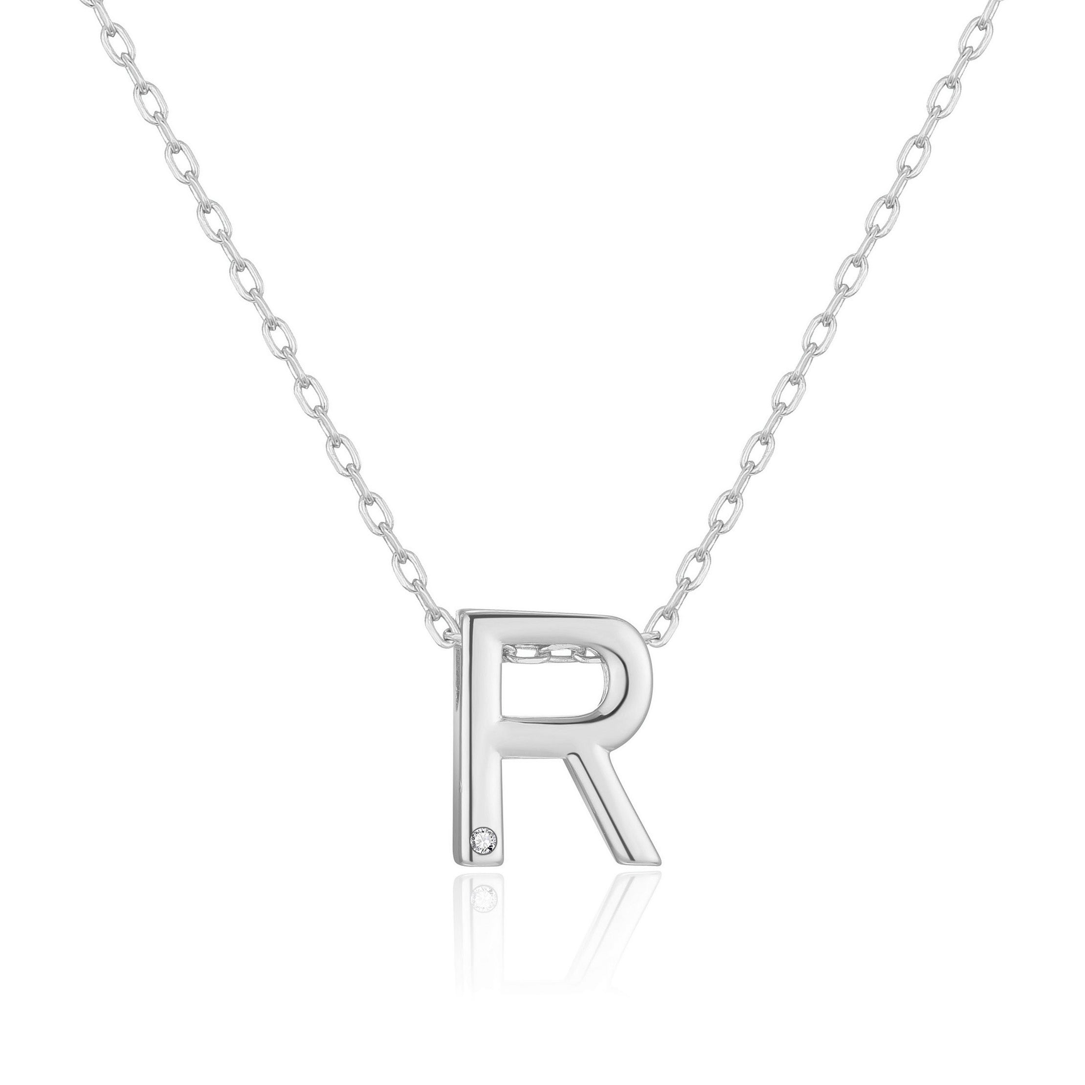 Preliminary Necklace Letter R Created with Zircondia® Crystals
