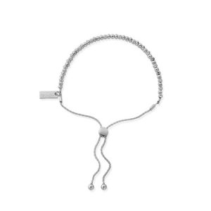 ChloBo Silver Dainty Bead Adjustable Pull Bracelet – Silver