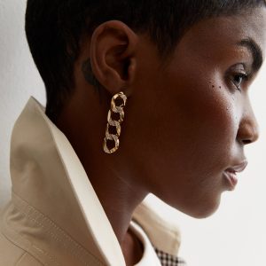 Gold Diamante Chain Drop Earrings New Glance